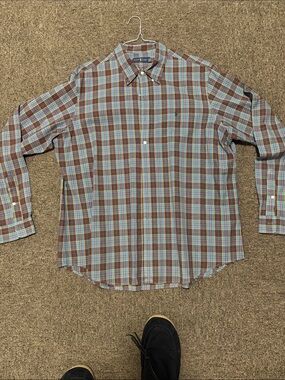 Polo by Ralph Lauren Brown and Blue Plaid Button-Down Shirt